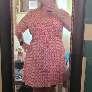 41 Hawthorn Red and White Patterned Mini Dress
